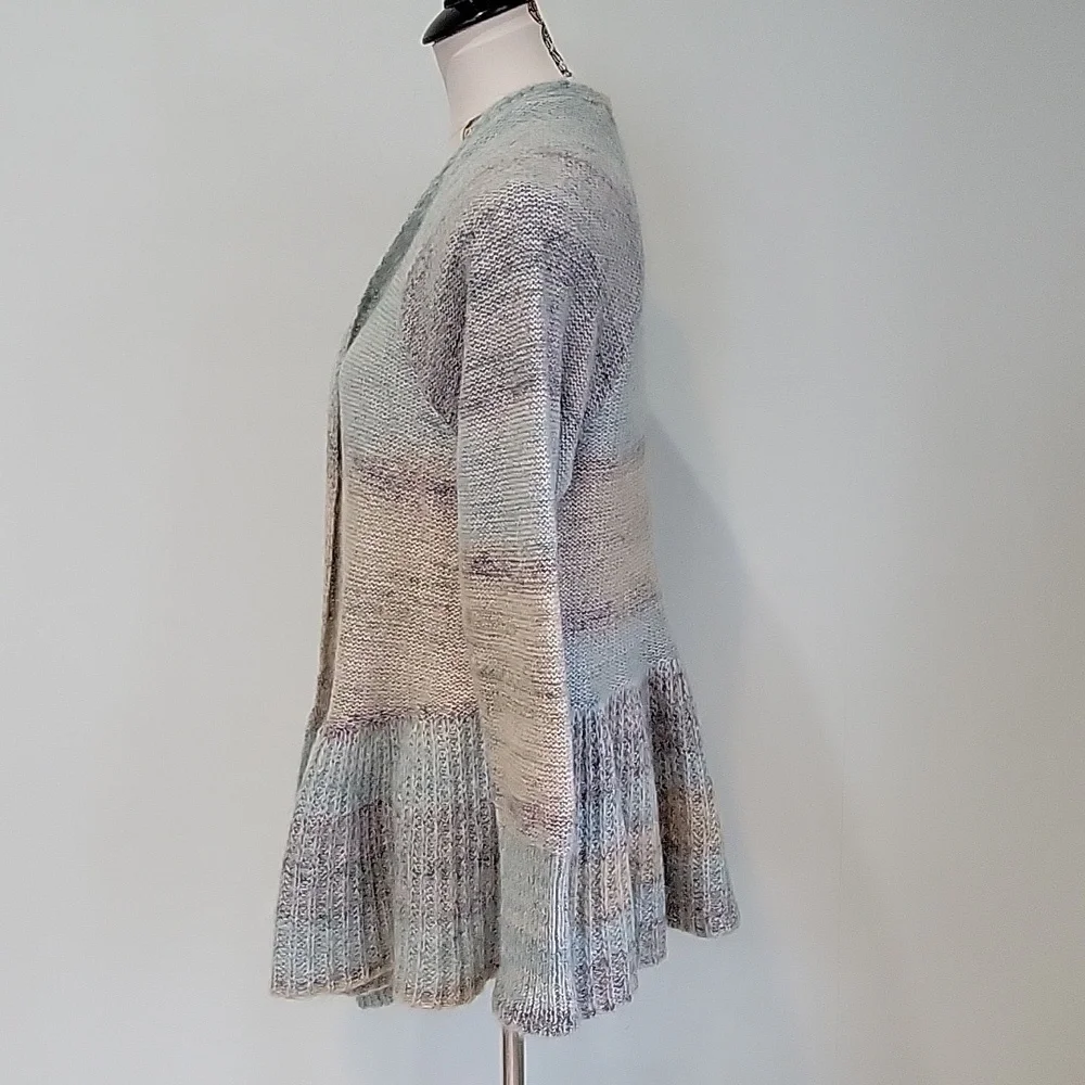 Anthropologie knitted & knotted blue mohair cardigan.  Size is Large. - Picture 2 of 8